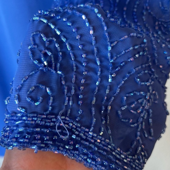 Mother Of The Bride Dress Size Medium Blue Iris Knee Length W Beading Jack Bryan - Picture 6 of 15